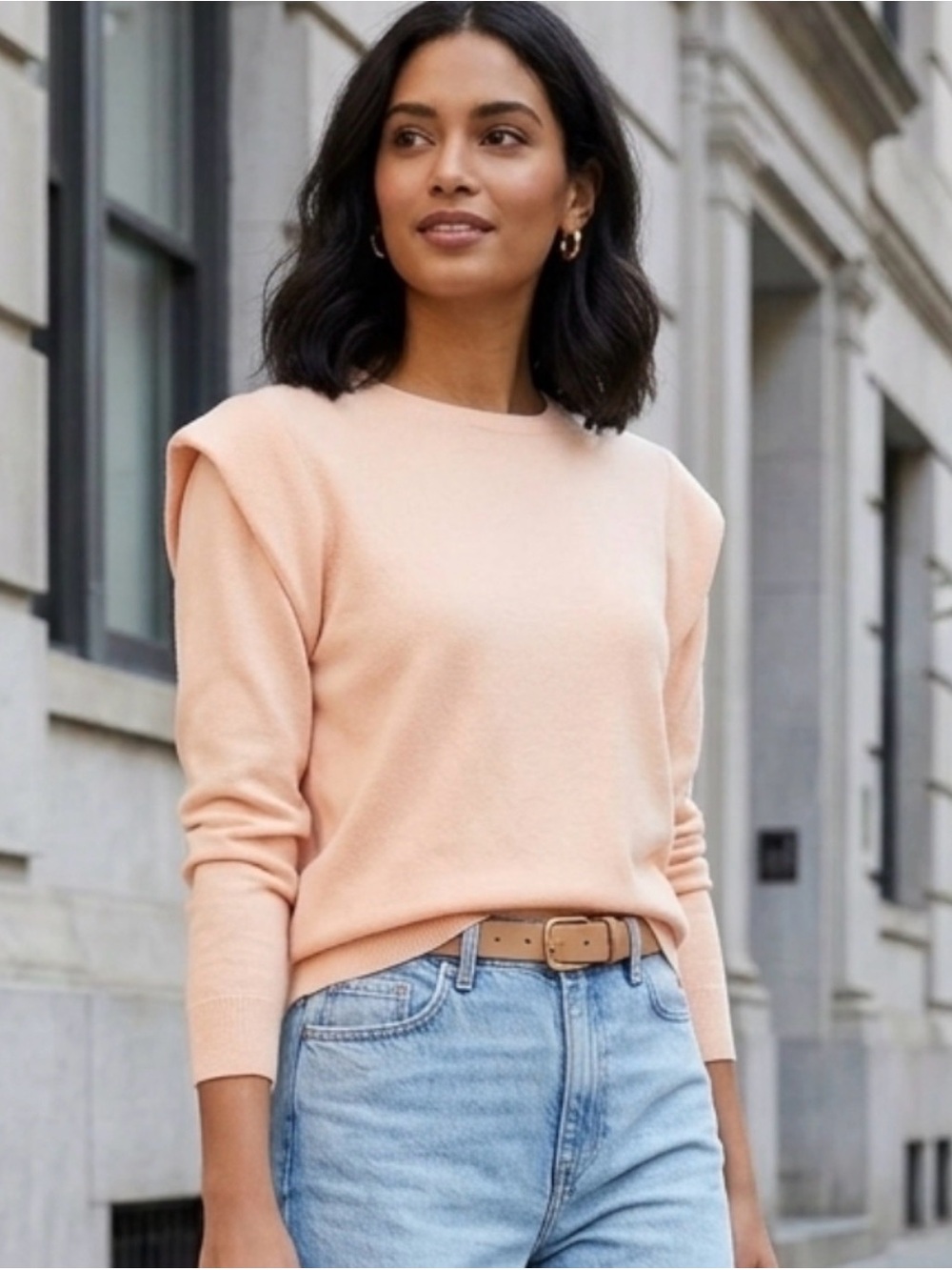 Express Women's Crewneck Sweater in soft Peach